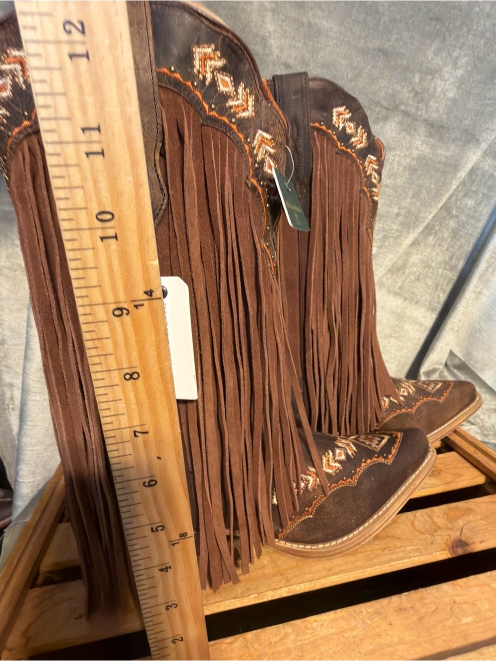 Buck & Brana *NEW* Franny Crack Women's Boot w/Fringe in Honey. Size 8.5 - Picture 6 of 16